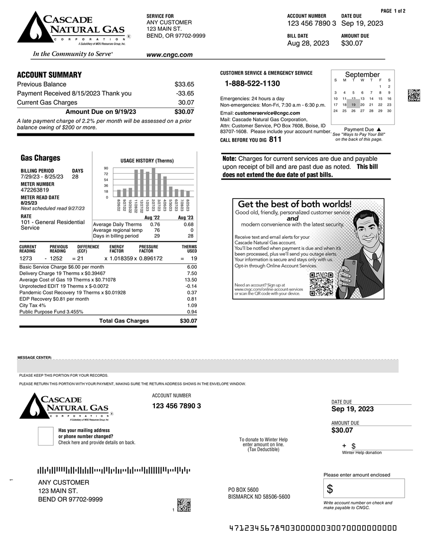 Понимание вашего счета - Cascade Natural Gas Corporation